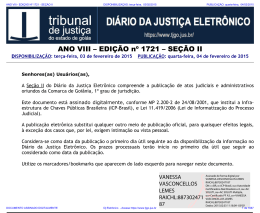 TJ-GO DIÁRIO DA JUSTIÇA ELETRÔNICO - EDIÇÃO 1721