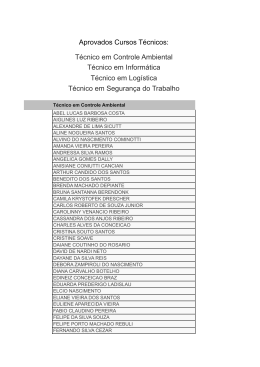 Aprovados Cursos T&eacute;cnicos: T&eacute;cnico em Controle