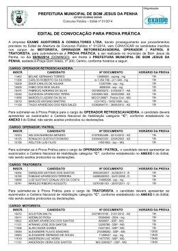 Edital de Convoca&ccedil;&atilde;o para Prova Pr&aacute;tica