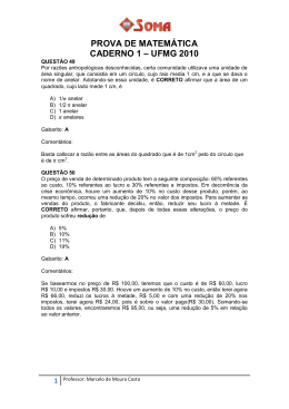 PROVA DE MATEM&Aacute;TICA CADERNO 1 &ndash; UFMG 2010