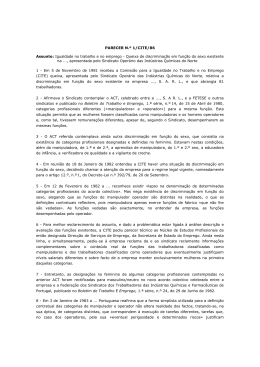 Parecer n.º 1/CITE/1986