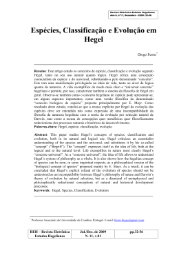 Esp&eacute;cies, Classifica&ccedil;&atilde;o e Evolu&ccedil;&atilde;o em Hegel
