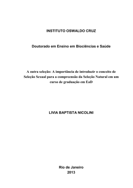 INSTITUTO OSWALDO CRUZ Doutorado em Ensino em Bioci&ecirc;ncias