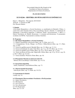 ECO 02246 &ndash; HIST&Oacute;RIA DO PENSAMENTO ECON&Ocirc;MICO II