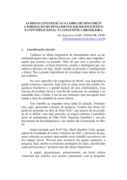 as ideias lingu&iacute;sticas na obra de dino preti a forma&ccedil;&atilde;o do