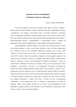 Quest&otilde;es te&oacute;rico-metodol&oacute;gicas de Hist&oacute;ria Cultural e Educa&ccedil;&atilde;o