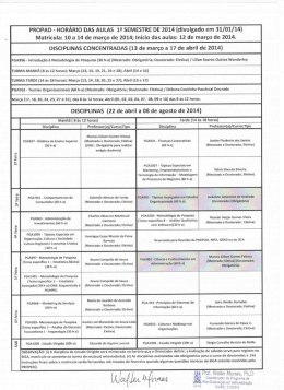 PROPAD - HORÁRIO DAS AULAS 19 SEMESTRE DE 2014