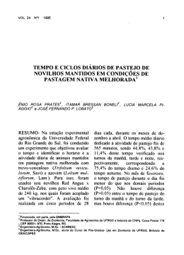 TEMPO E cIcLos DIÁRIOS DE PAsTEJo DE NovILHos MANTIDos