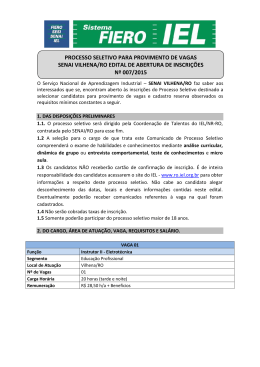 processo seletivo edital 007 2015 senai vilhena