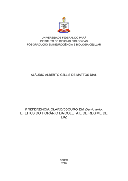 PREFERÊNCIA CLARO/ESCURO EM Danio rerio: EFEITOS DO