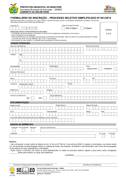 formulário de inscrição – processo seletivo simplificado nº 001/2015
