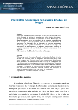 Inform&aacute;tica na Educa&ccedil;&atilde;o numa Escola Estadual de Sergipe
