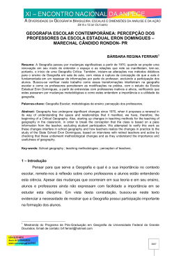 geografia escolar contempor&acirc;nea: percep&ccedil;&atilde;o dos professores da