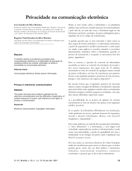 Privacidade na comunica&ccedil;&atilde;o eletr&ocirc;nica