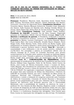 ata de n&deg; 003 da 03&ordf; sess&atilde;o ordin&aacute;ria da 2&ordf; turma do