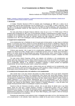 A Lei Complementar em Mat&eacute;ria Tribut&aacute;ria