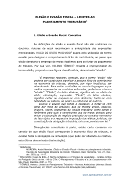 ELIS&Atilde;O E EVAS&Atilde;O FISCAL &ndash; LIMITES AO PLANEJAMENTO