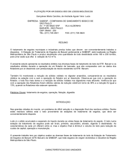 FLOTA&Ccedil;&Atilde;O POR AR DISSOLVIDO DE LODOS