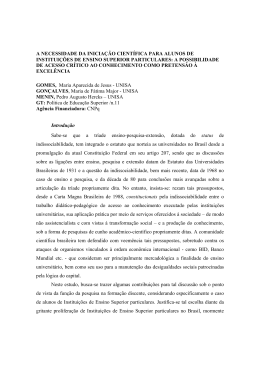 a necessidade da iniciação científica para alunos de instituições de