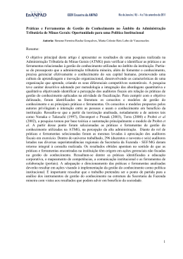 1 Pr&aacute;ticas e Ferramentas de Gest&atilde;o do Conhecimento no
