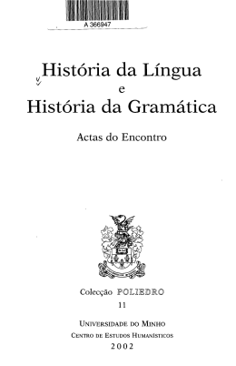 História da Língua História da Gramática