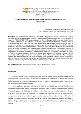 A IMPORT&Acirc;NCIA DA HIST&Oacute;RIA DA FILOSOFIA COMO