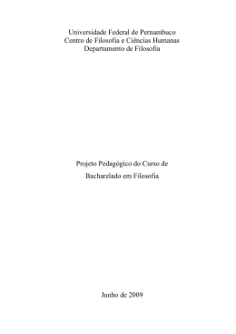 Projeto Pedag&oacute;gico - Bacharelado em Filosofia