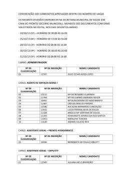 Convocação Processo Seletivo Saúde