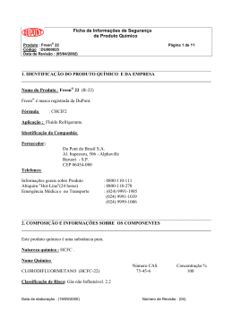 Ficha de Informa&ccedil;&otilde;es de Seguran&ccedil;a de Produto Qu&iacute;mico