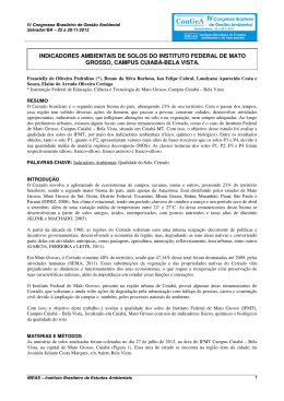 INDICADORES AMBIENTAIS DE SOLOS DO INSTITUTO