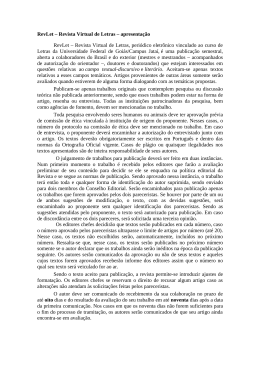 RevLet &ndash; Revista Virtual de Letras &ndash; apresenta&ccedil;&atilde;o RevLet &ndash; Revista