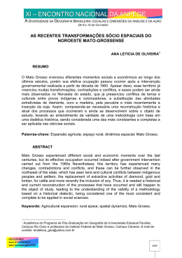 as recentes transforma&ccedil;&otilde;es s&oacute;cio espaciais do noroeste mato
