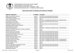 RESULTADO GERAL DA AN&Aacute;LISE DOS PEDIDOS DE ISEN&Ccedil;&Atilde;O