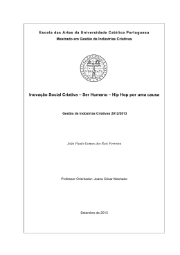 Inovação Social Criativa – Ser Humano – Hip Hop por uma causa