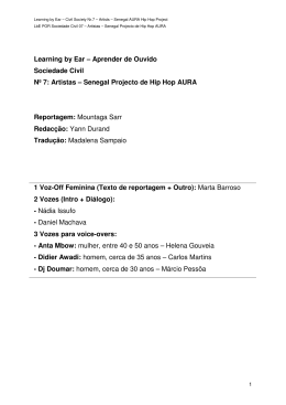 Artistas no Senegal: Projecto de Hip Hop LbE POR CIV 07 Artistas
