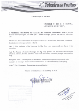 Lei Municipal nº 900-15 Institui o Dia e a Semana Municipal do Hip