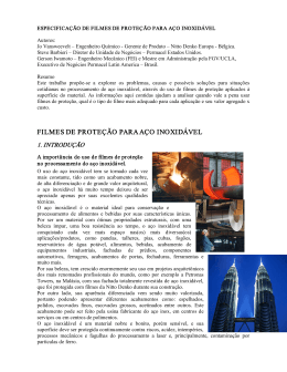 FILMES DE PROTEÇÃO PARA AÇO INOXIDÁVEL