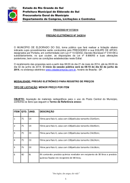 Filme para raio x - SMS - Prefeitura Municipal de Eldorado do Sul