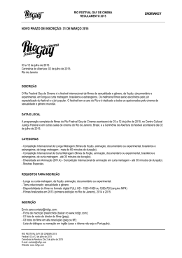 NOVO PRAZO DE INSCRIÇÃO: 31 DE MARÇO 2015