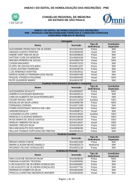 ANEXO I DO EDITAL DE HOMOLOGA&Ccedil;&Atilde;O DAS INSCRI&Ccedil;&Otilde;ES