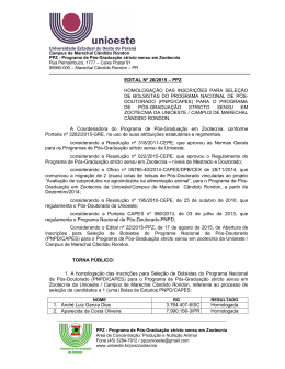 EDITAL N&ordm; 26/2015 &ndash; PPZ HOMOLOGA&Ccedil;&Atilde;O DAS INSCRI&Ccedil;&Otilde;ES