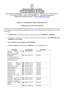 homologa&ccedil;&atilde;o das inscri&ccedil;&otilde;es