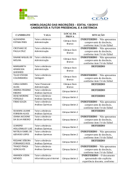 HOMOLOGA&Ccedil;&Atilde;O DAS INSCRI&Ccedil;&Otilde;ES &ndash; EDITAL 130/2015
