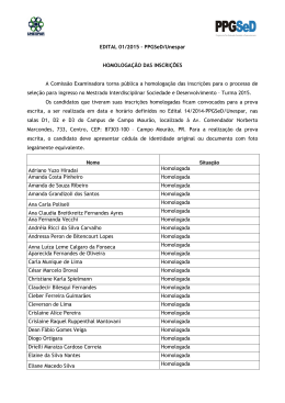 EDITAL 01/2015 &ndash; PPGSeD/Unespar HOMOLOGA&Ccedil;&Atilde;O