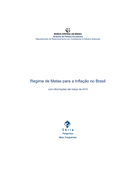 FAQ - Regime de Metas para a Infla&ccedil;&atilde;o no Brasil