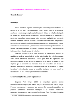 Economia Solid&aacute;ria e Feminista um encontro poss&iacute;vel