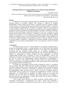 1 A Ideologia Pol&iacute;tica na Economia Solid&aacute;ria