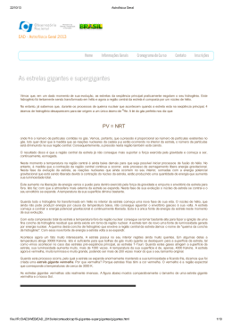 As estrelas gigantes e supergigantes