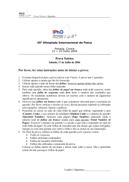 Prova Te&oacute;rica Por favor, ler estas instru&ccedil;&otilde;es antes de iniciar a prova:
