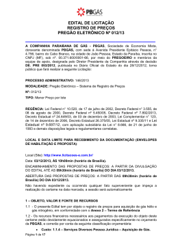 Edital e anexos - PBG&Aacute;S &ndash; Companhia Paraibana de G&aacute;s